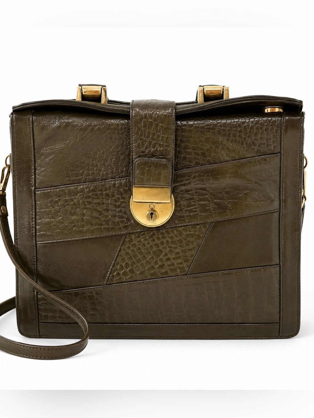 Vintage LEATHER BAG Cairo Egypt Bag (9”x 12”x4”)